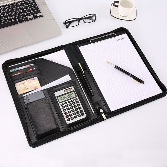 Multifunctional Business Zipper Folder with 12-digits Calculator