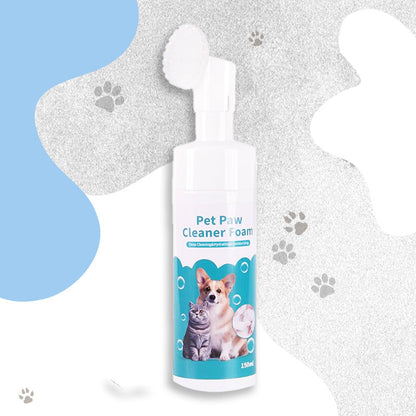 No-Rinse Pet Paw Cleaner Foam with Silicone Brush