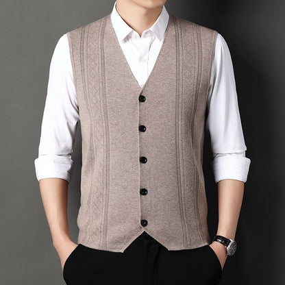 Men's Fashion Knitted Button Sweater Vest Business Match