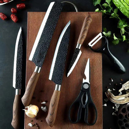 🎅Christmas Specials 50% OFF🎁🎄Professional Stainless Steel Kitchen Knife Set（chef's knife, meat knife, utility knife,fruit knife,kitchen scissors, peeler.）